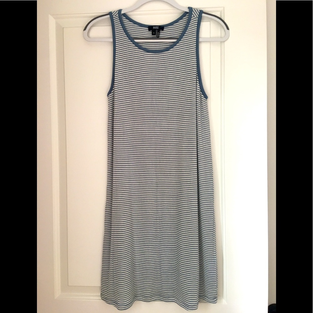 PAIGE light blue/white striped sleeveless tank dress. Size S